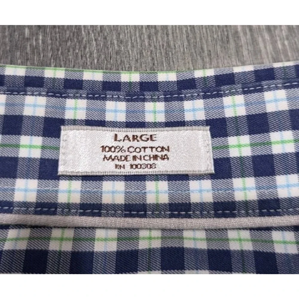 Peter Millar Button Up Shirt Cotton Mens L Crown Blue Checks Plaid A004786 - Picture 8 of 9